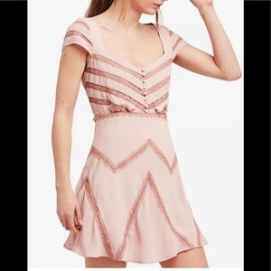 Sz 2 Free People‎ Lace Mink Mini Dress NWT $250